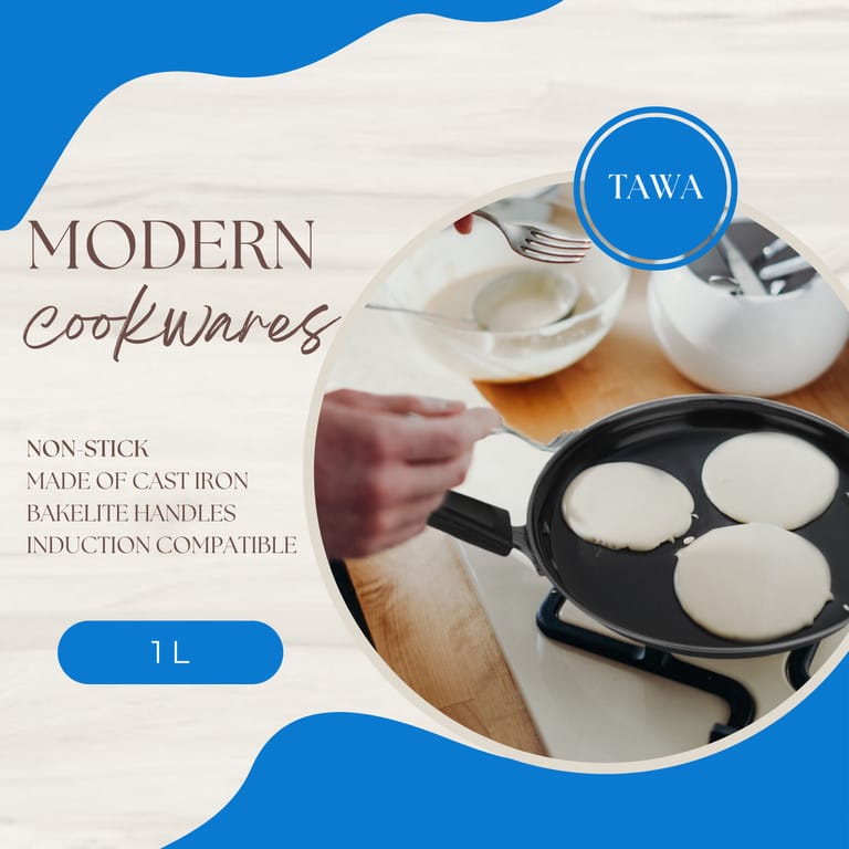 Ultra Kitchen Cookware Sets Tawa & Kadhai [Combo Pack] | Induction Bottom Non-Stick Coated Cookware Set (Cast Iron, 2 Piece)